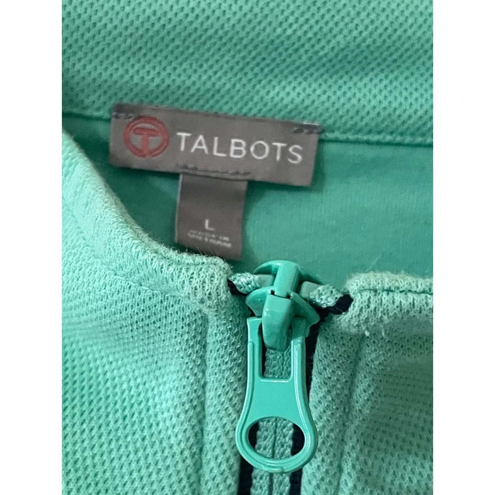 Talbots T by Talbots Women's Mint Green Full Zip Mock Neck Active Jacket Size L - Picture 3 of 6